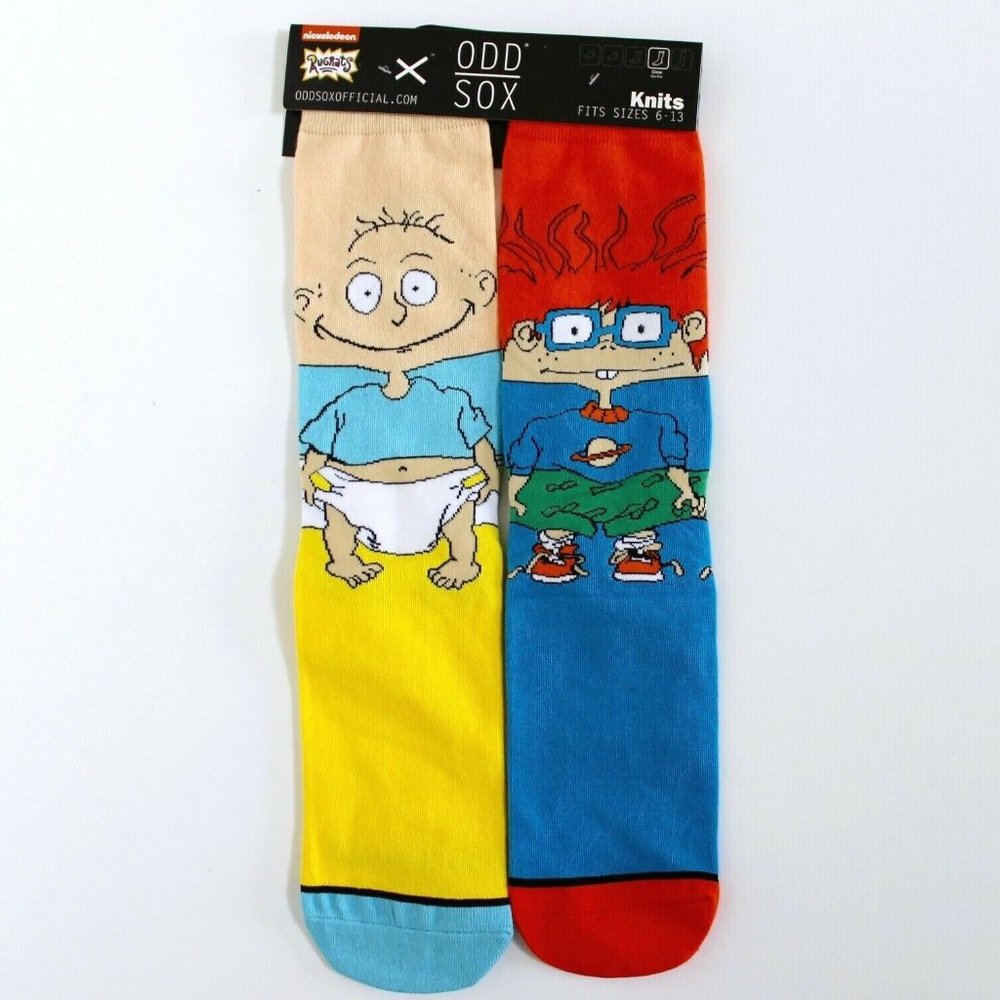 Odd Sox Nickelodeon Rugrats Tommy Chuckie Cartoon Novelty Knits Crew Soc…